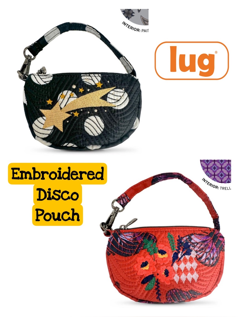 Lug Embroidered Disco Pouch NWT